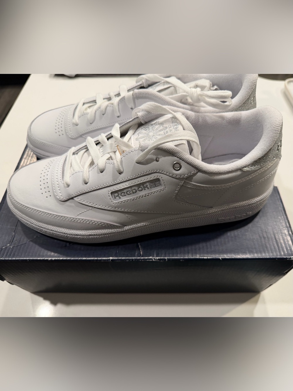 adidas Club C 85 White Silver Women Metallic Size 11 NWT Brand New